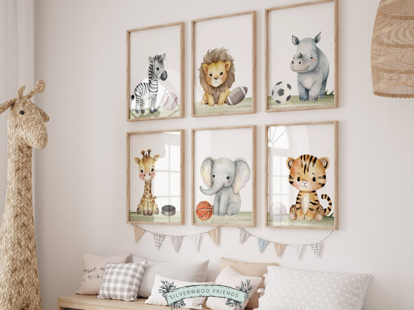 Safari Sport Nursery Prints Set of 6