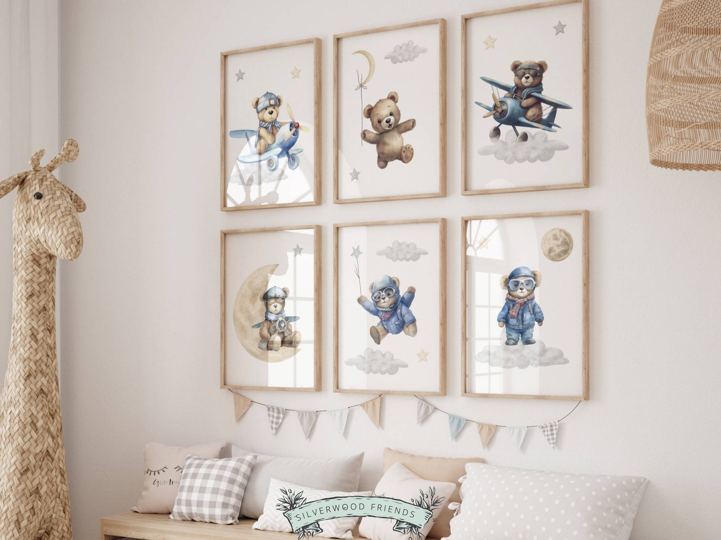 Set of 6 Teddy Bear Nursery Prints