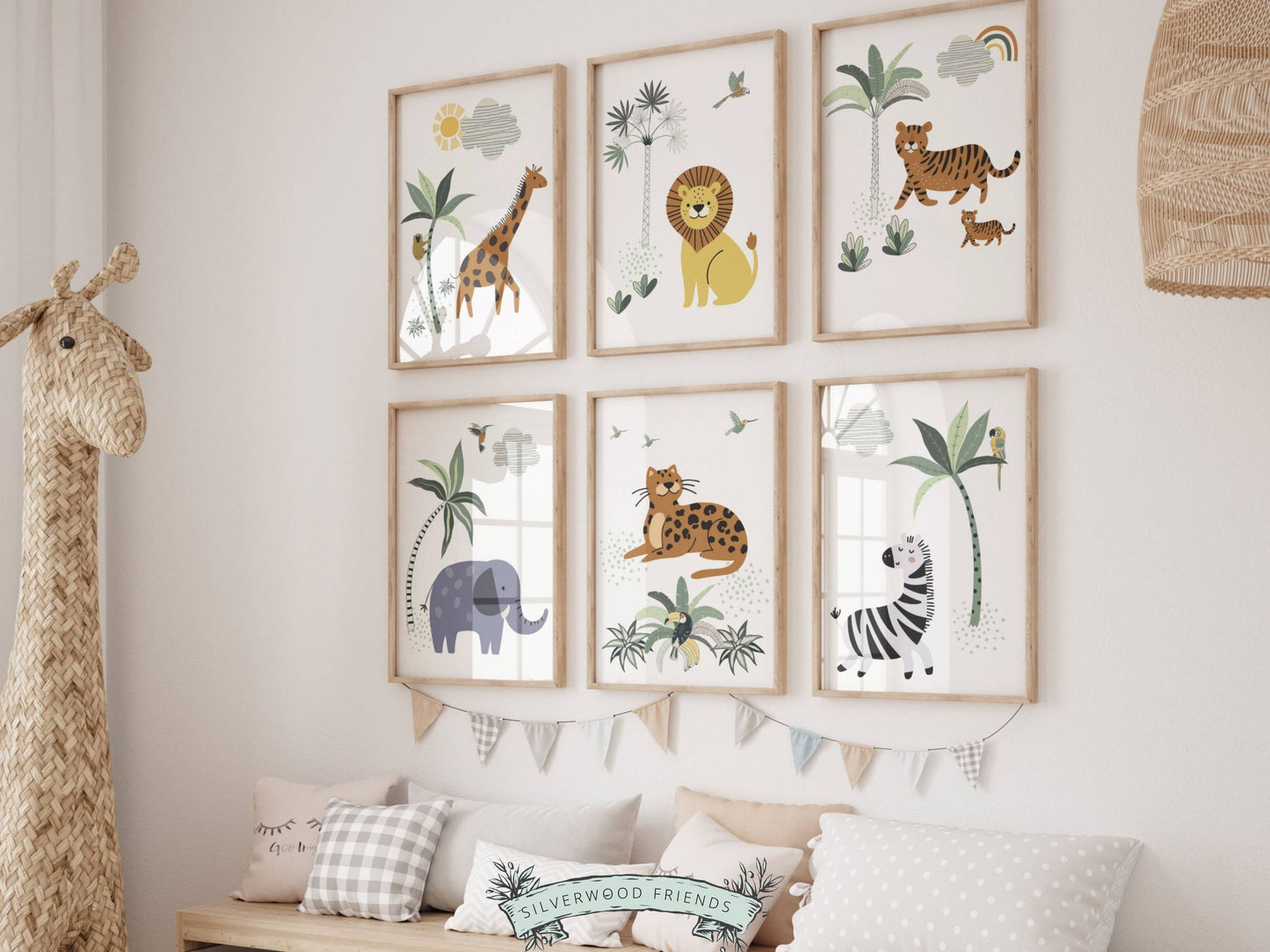 Safari Animal Nursery Print Set of 6