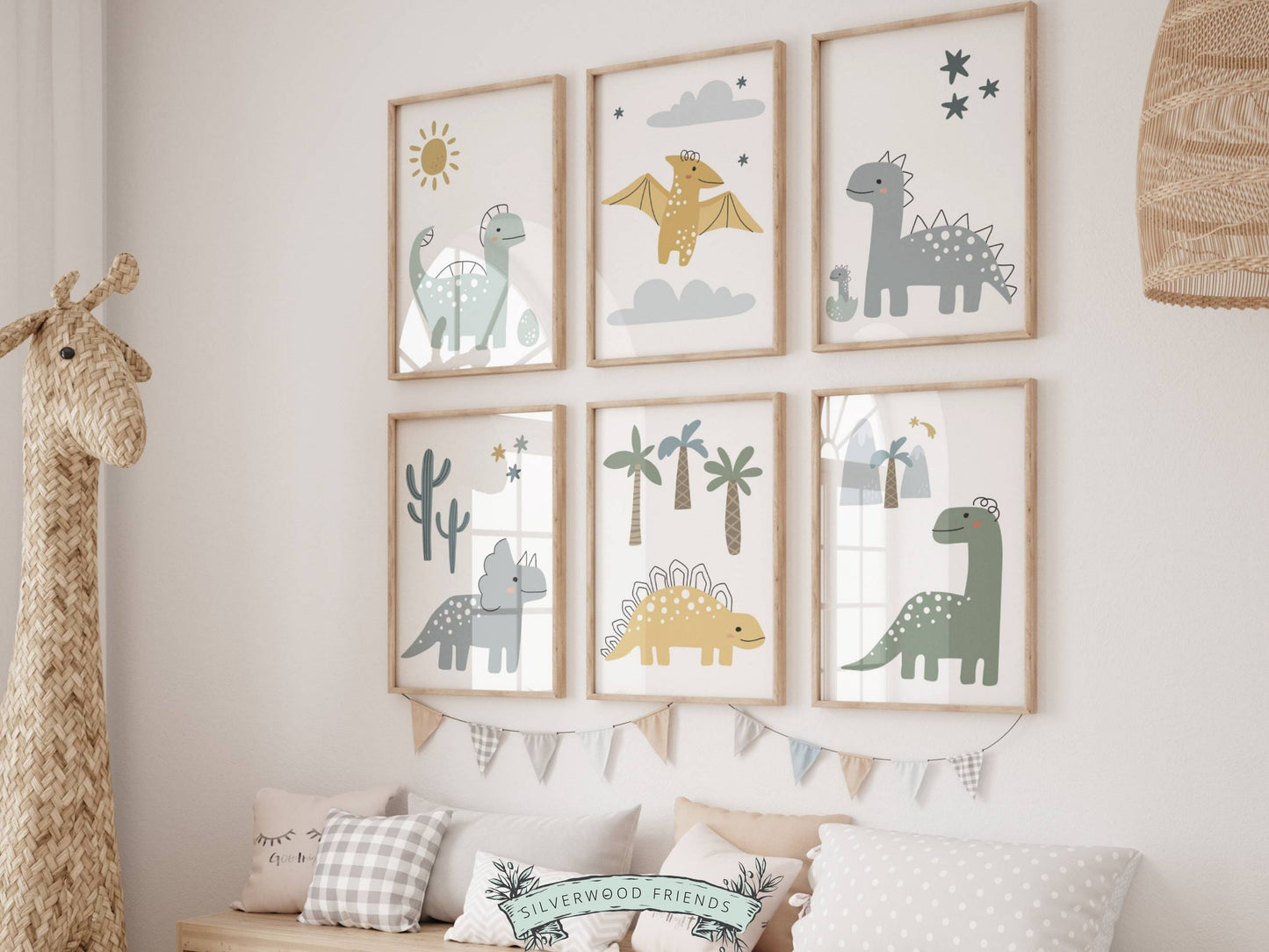 Dinosaur Nursery Set - Green, Blue and Yellow