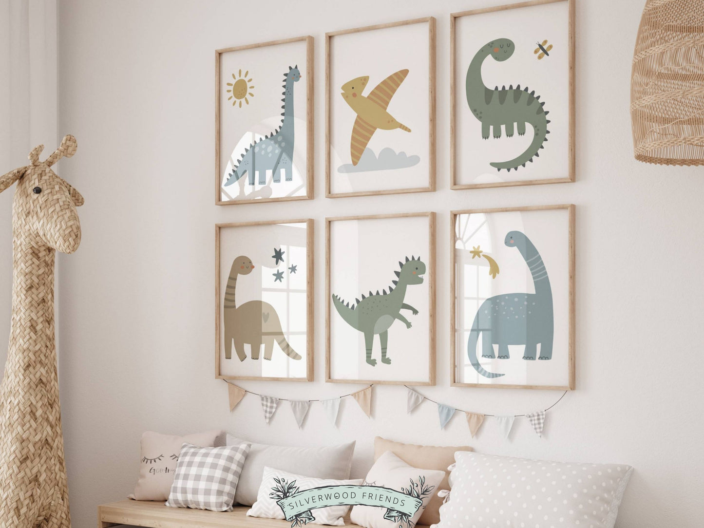 Set of 6 Dinosaur Nursery Prints