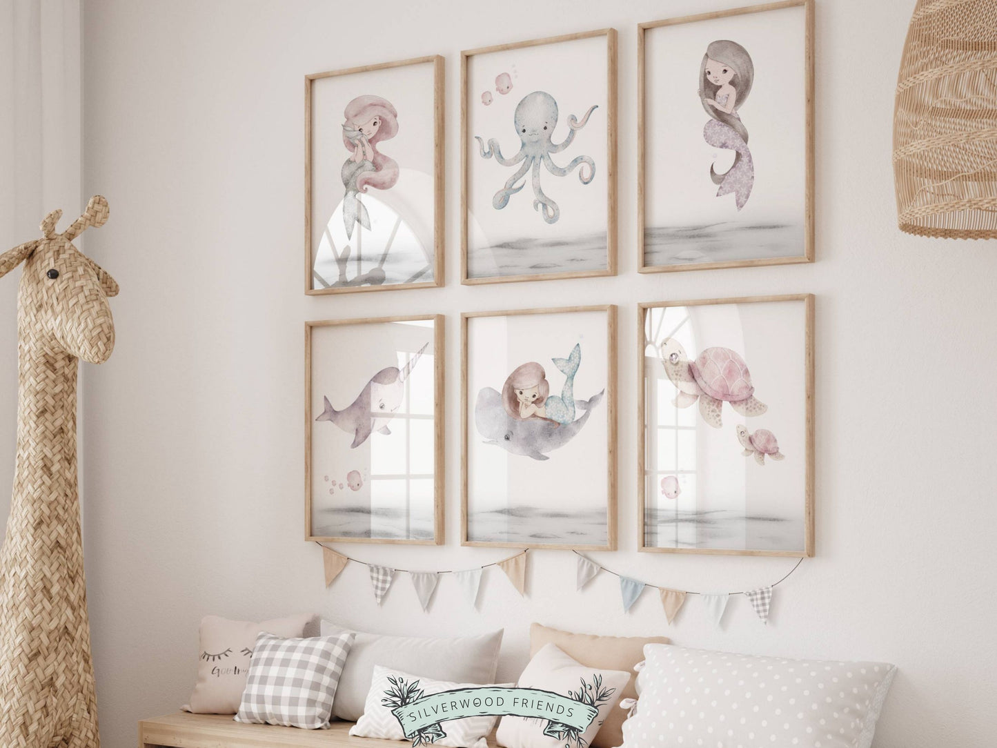 Pastel Mermaid Nursery Print Set of 6