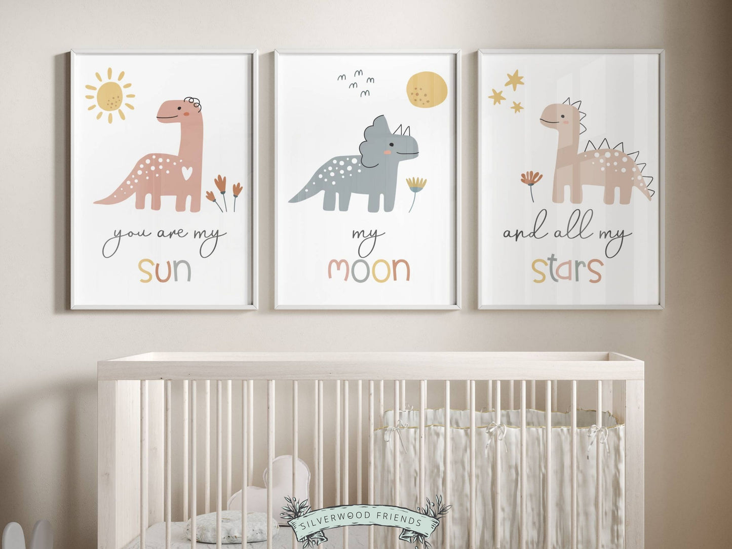 You Are My Sun My Moon And All My Stars Girls Dinosaur Nursery Prints