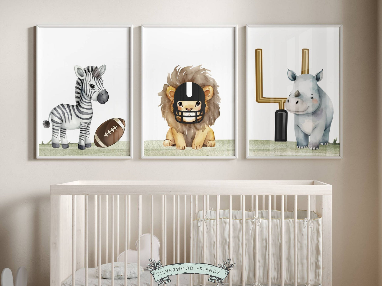 Football Animal Nursery Prints