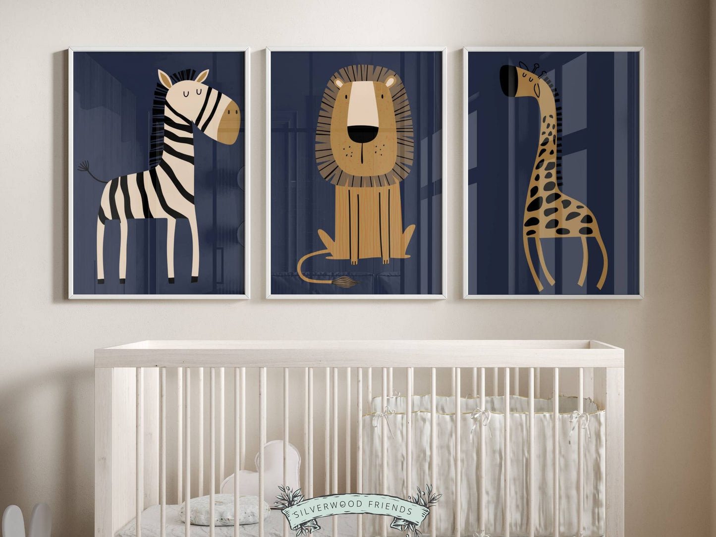 Navy Blue Jungle Nursery Prints