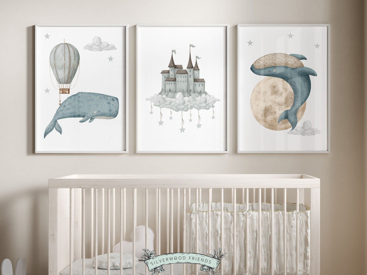 Whales in the Sky Nursery Prints Set of 3