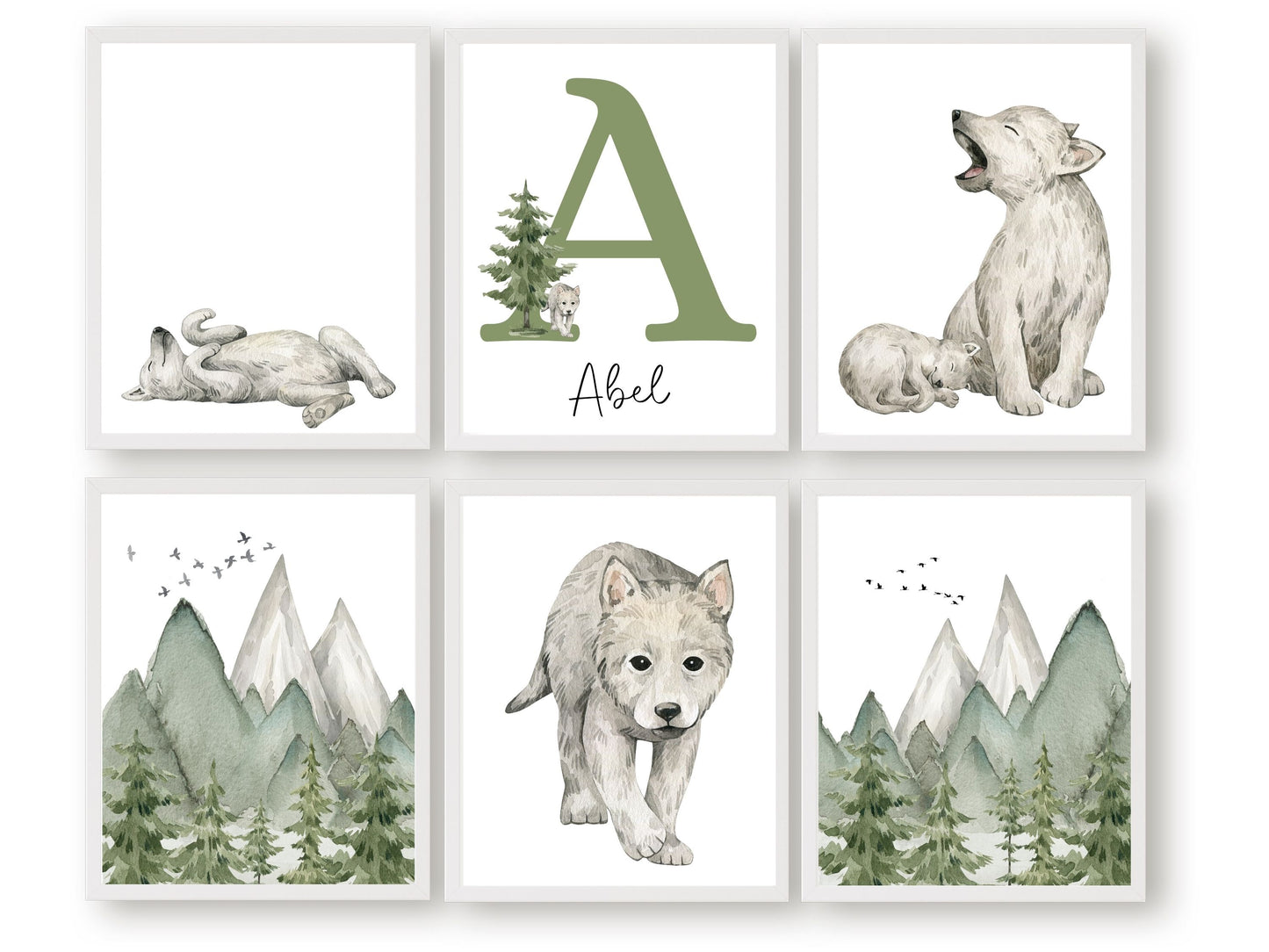 Baby Wolf Nursery Prints - Personalised