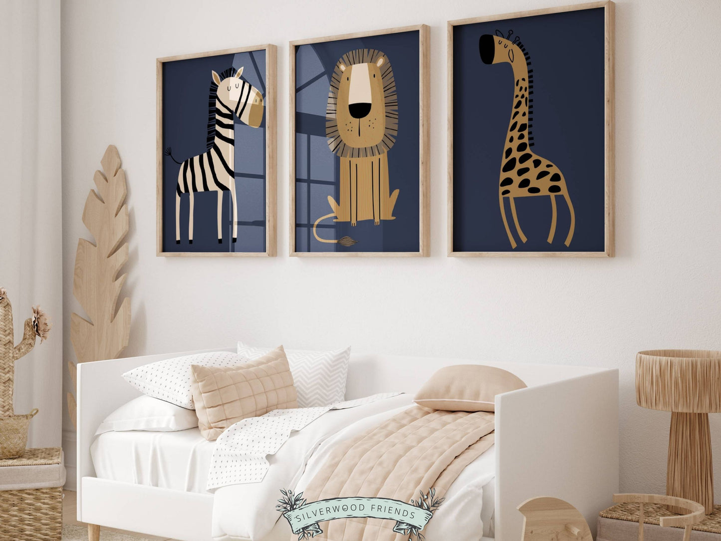 Navy Blue Jungle Nursery Prints