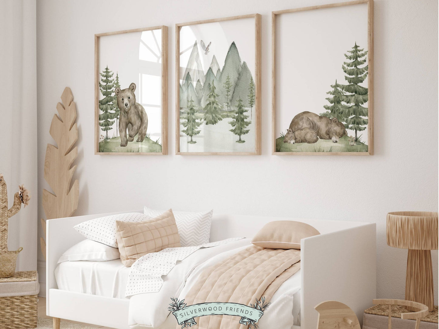 Our adorable Set of 3 Baby Bear Forest Nursery Prints are the perfect addition to your baby's woodland nursery decor or nature themed nursery decor and part of our ORIGINAL and BEST SELLING Baby Bear Nursery Prints Collection.