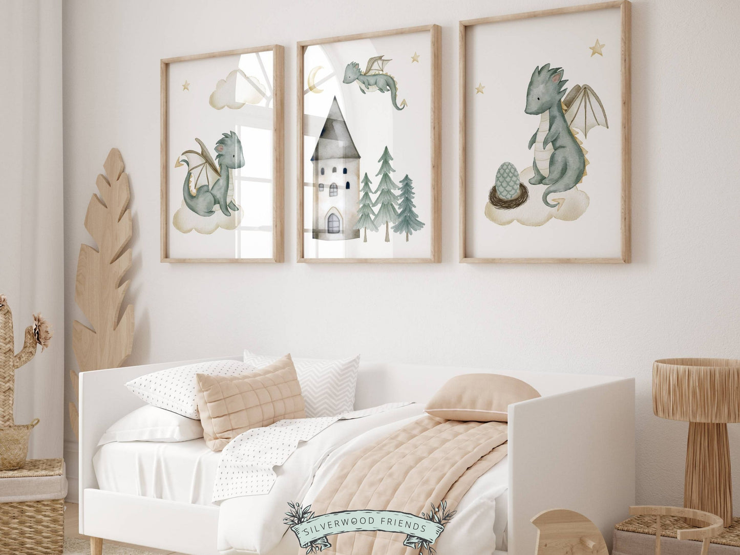 Our Baby Dragon Nursery Prints Set of 3 will spark their imagination and create a calm and cosy atmosphere. Its perfect for your dragon nursery decor or fairytale nursery and part of our BEST SELLING dragon nursery print collection.