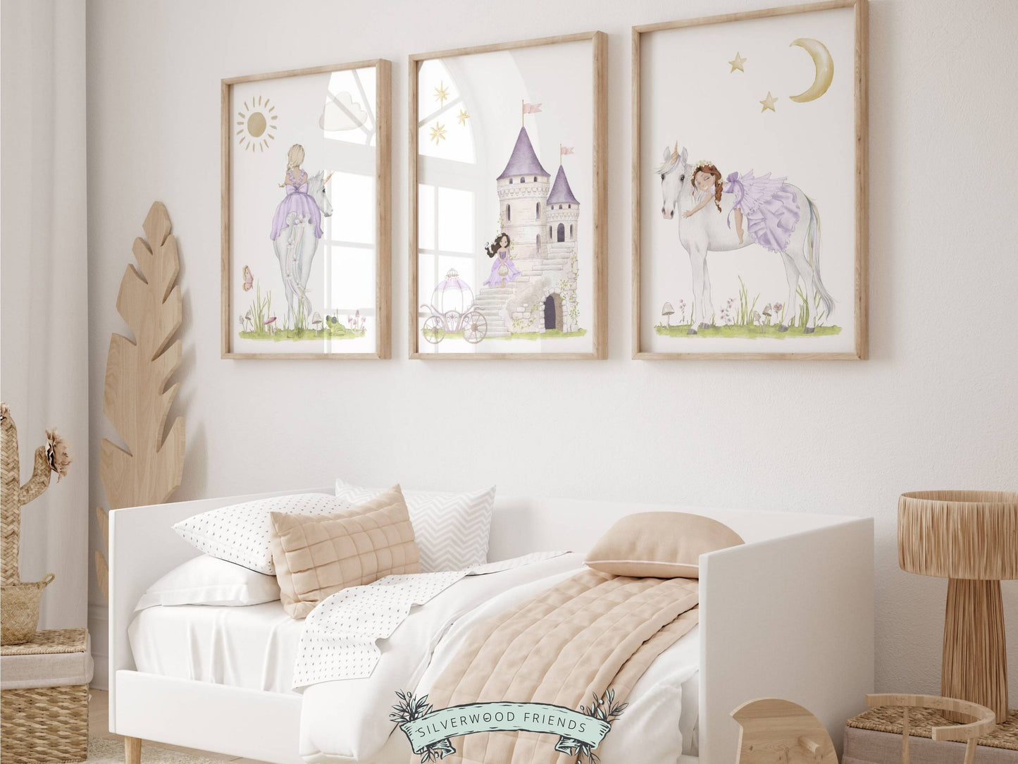 Purple Princess Unicorn Nursery Prints