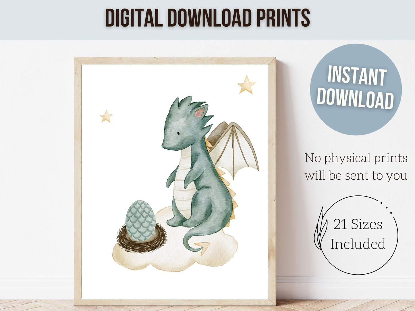 Baby Dragon Nursery Prints Set of 3