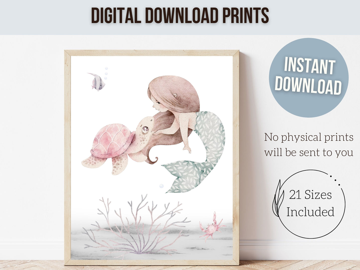 Pastel Mermaid Nursery Prints Set of 6