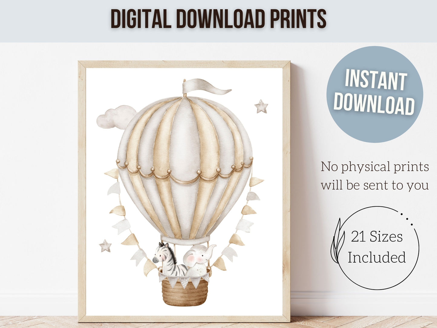 Hot Air Balloon Nursery Prints - Neutral