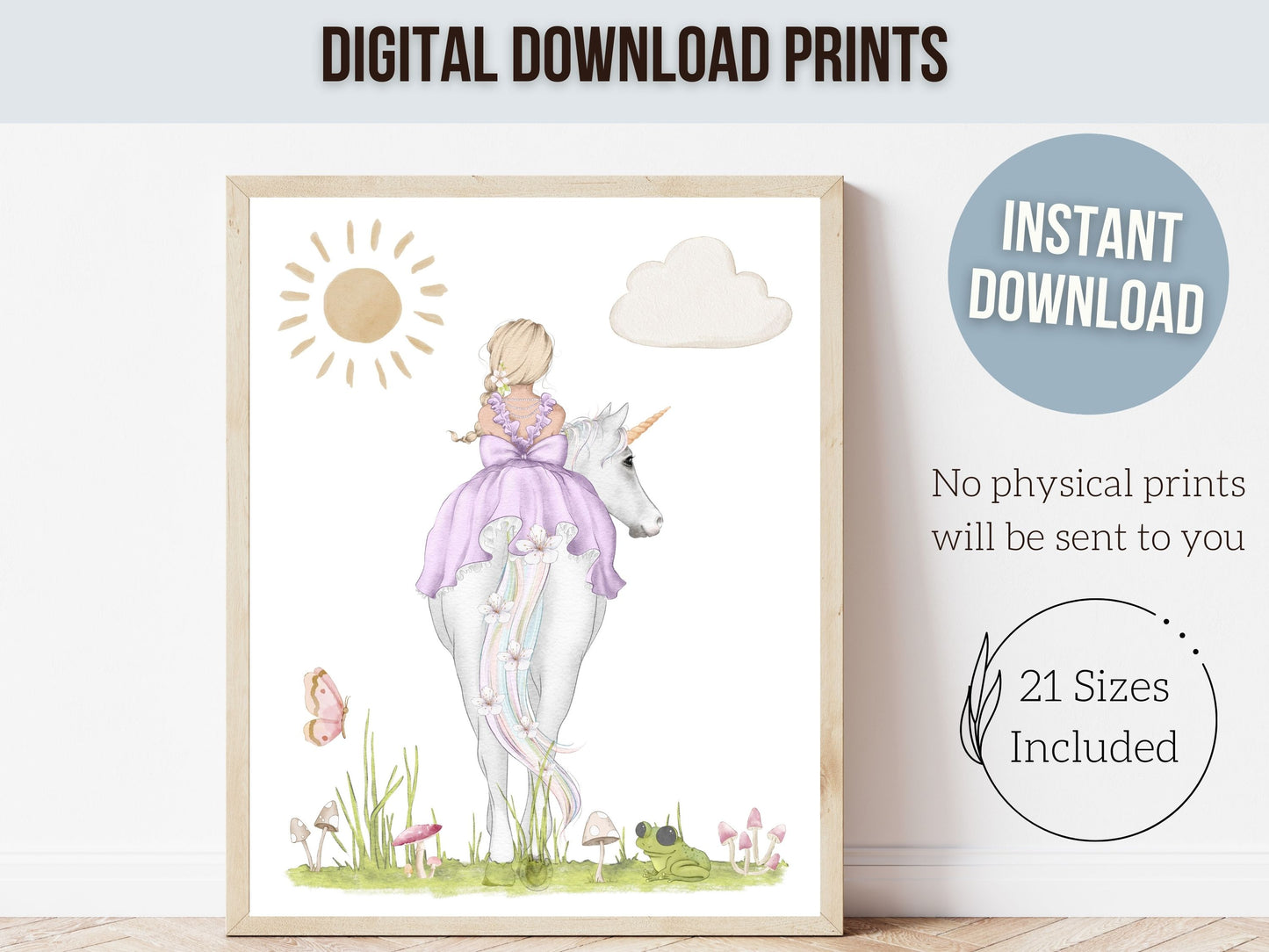 Purple Princess Unicorn Nursery Prints