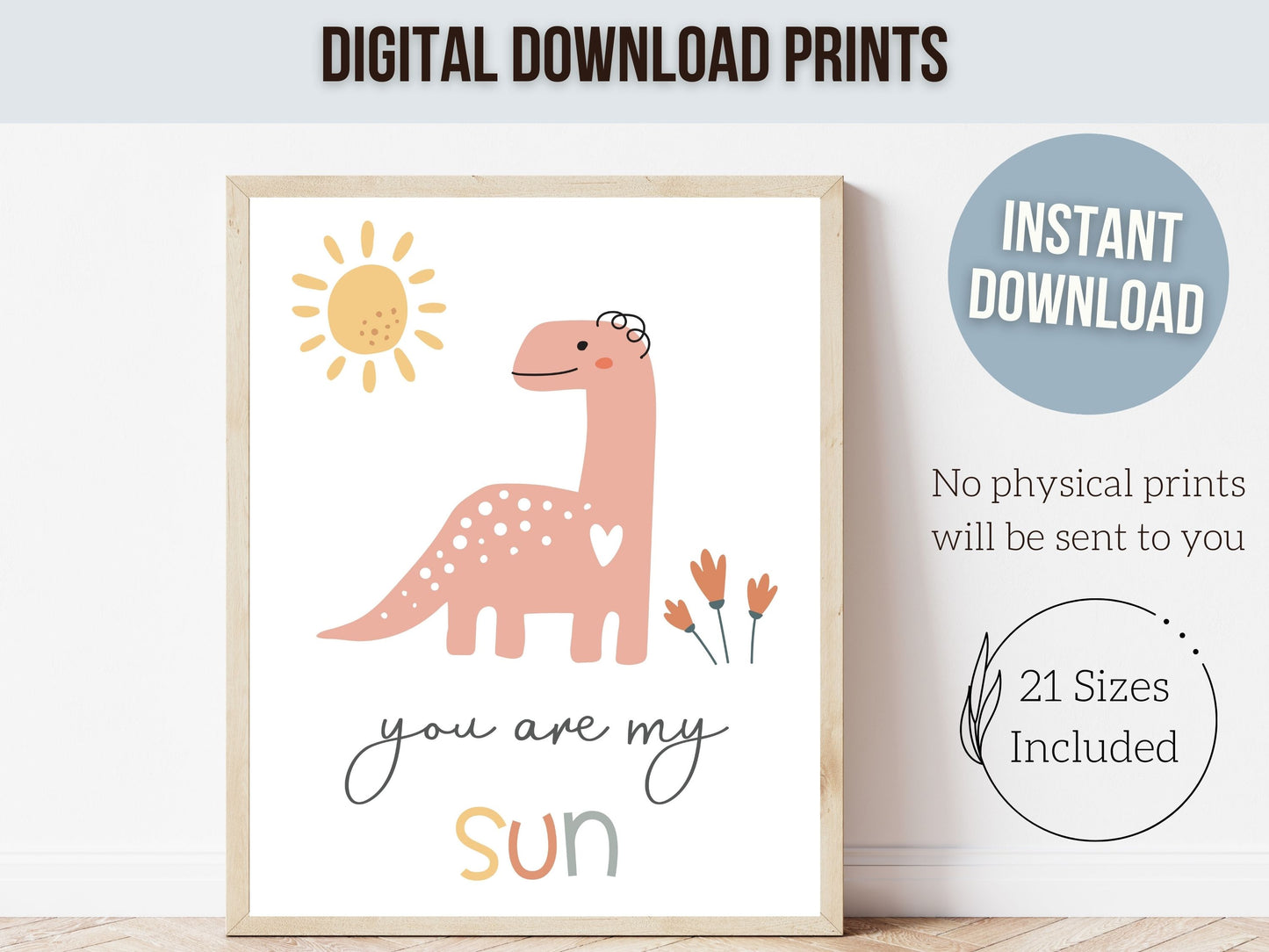 You Are My Sun My Moon And All My Stars Girls Dinosaur Nursery Prints