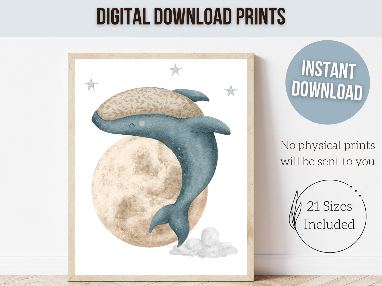 Whales in the Sky Nursery Prints Set of 3