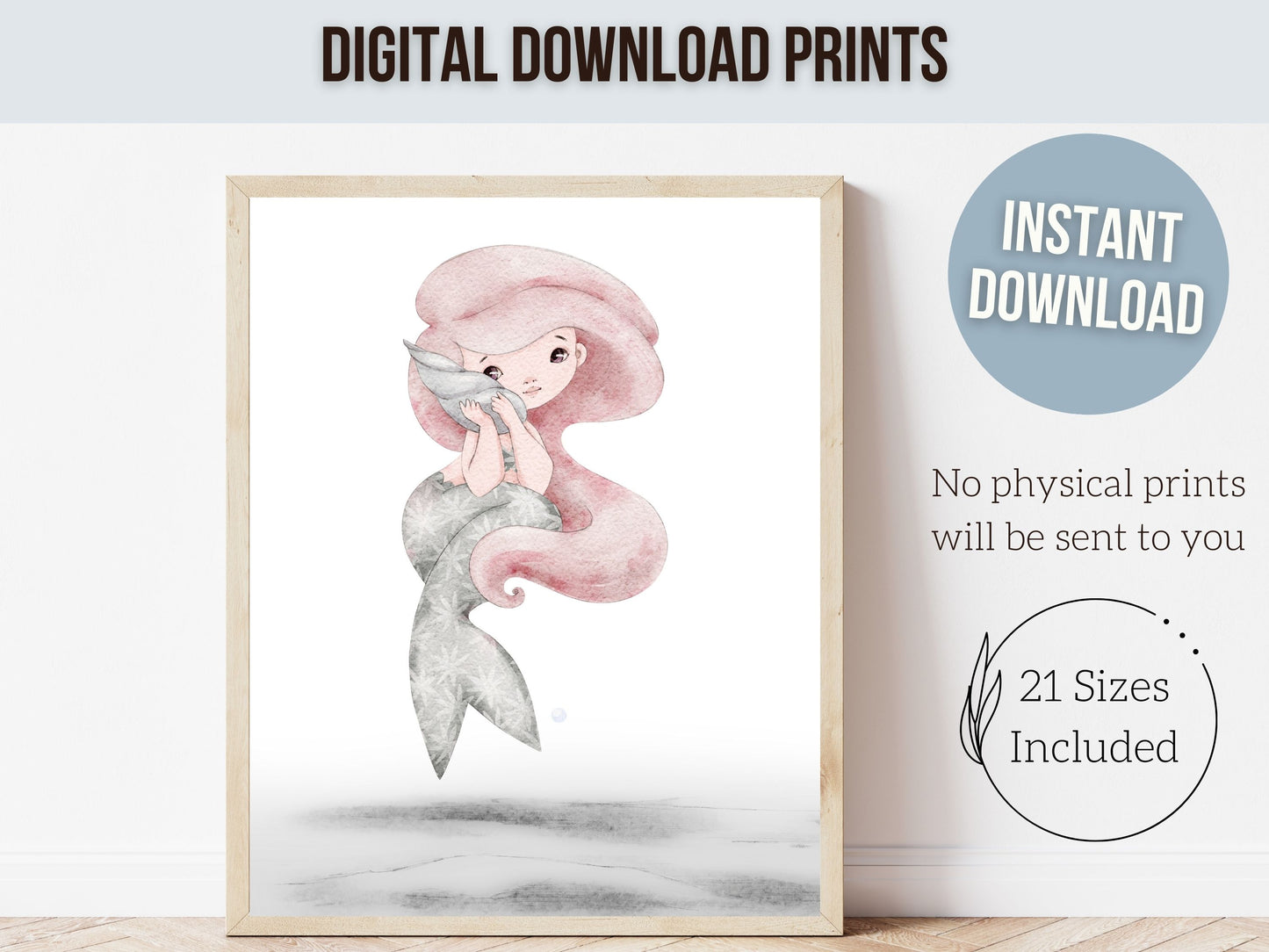 Pastel Mermaid Nursery Print Set of 3