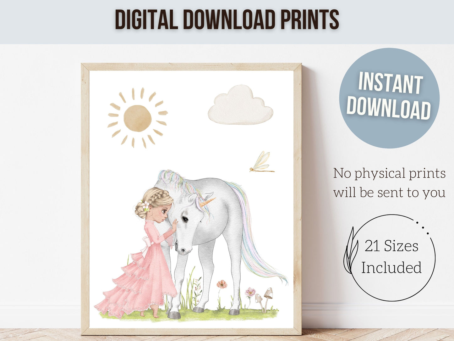 Princess Unicorn Nursery Prints