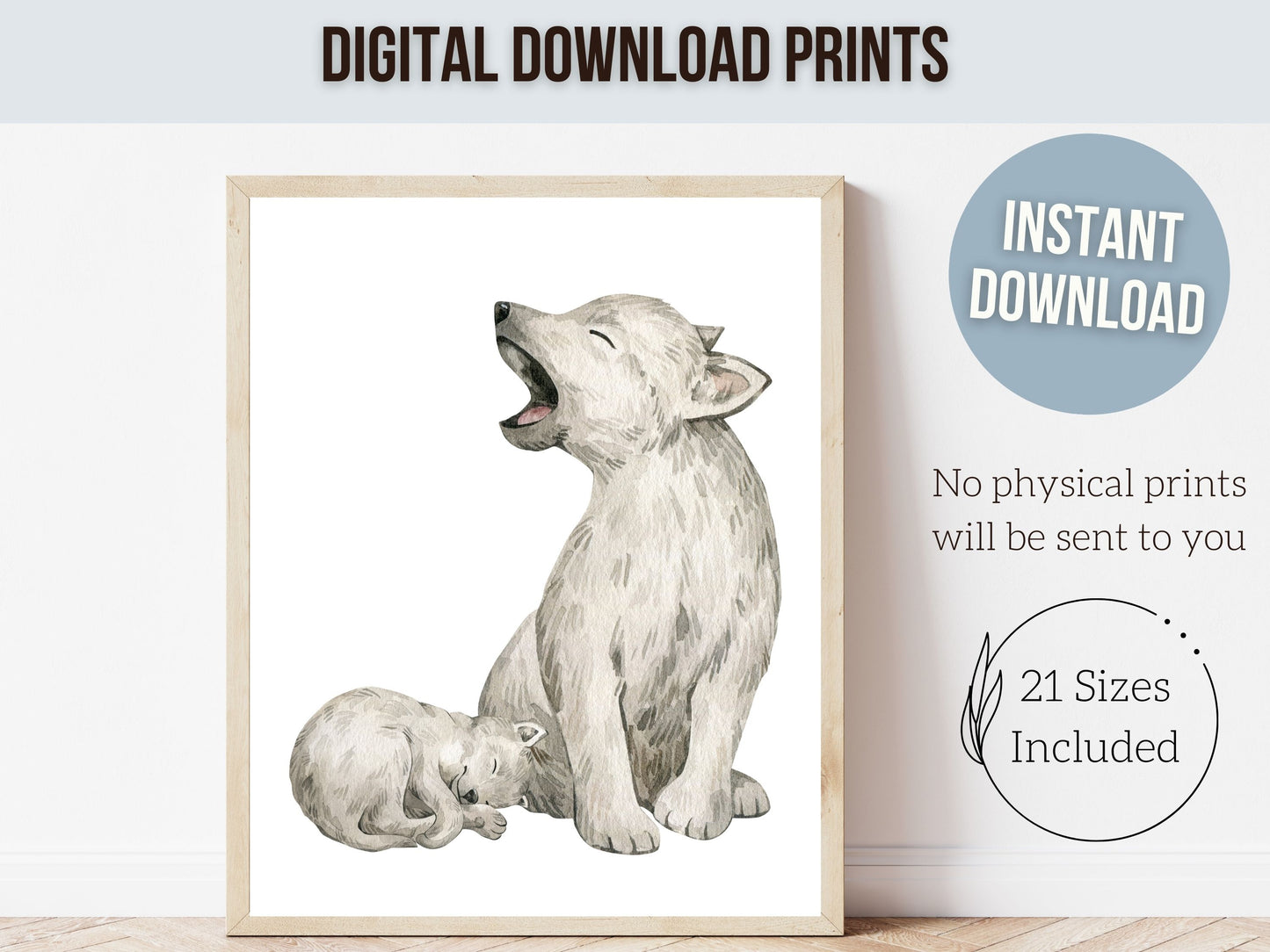 Baby Wolf Nursery Print Set of 3