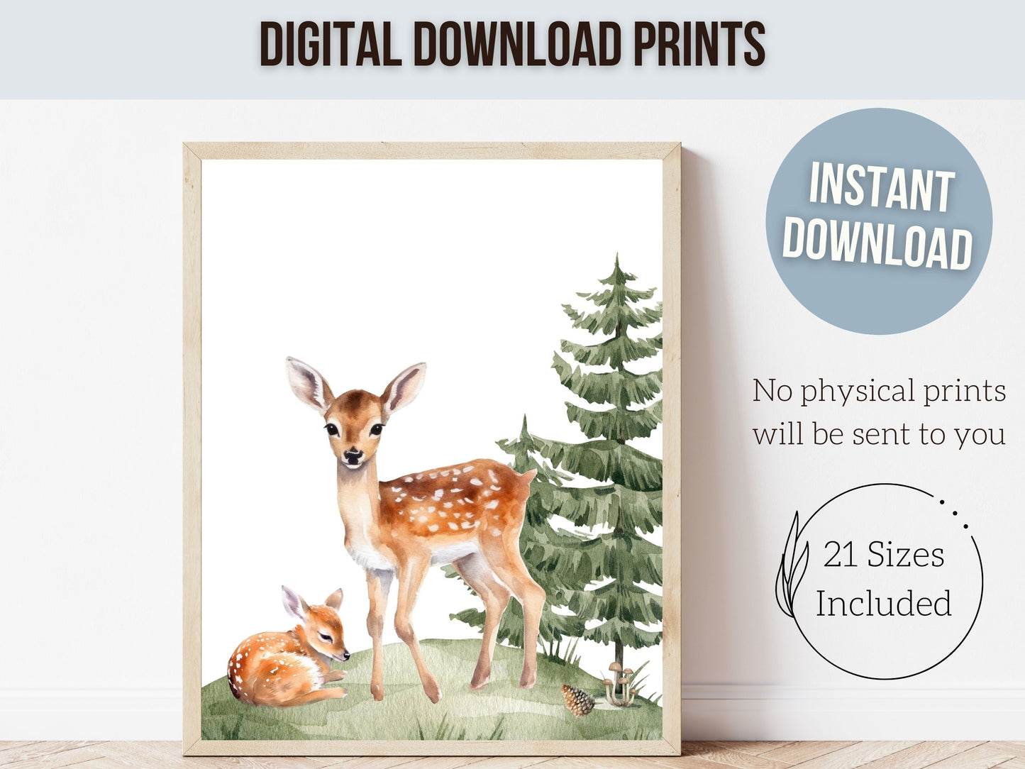 Baby Deer Forest Nursery Prints