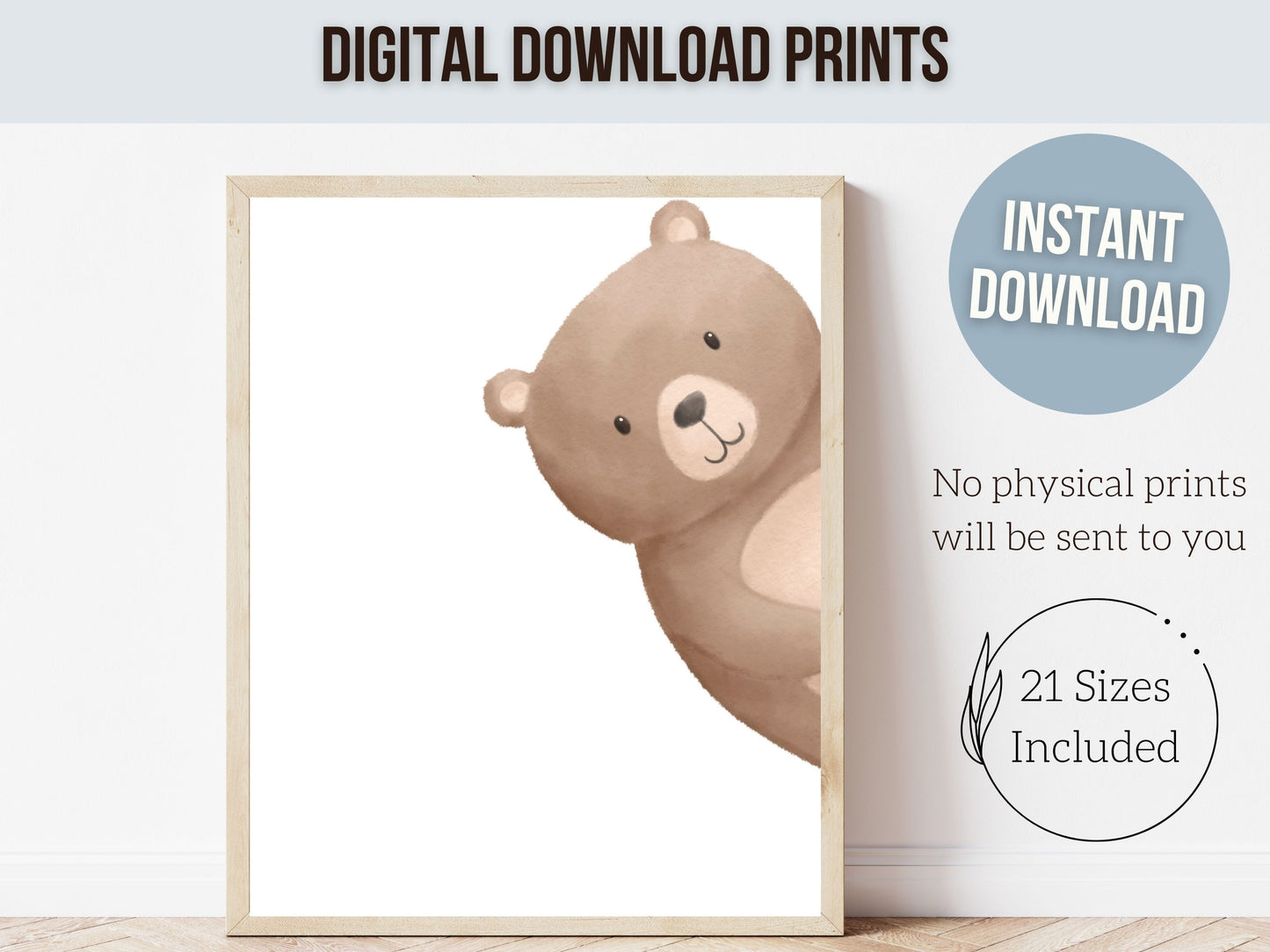 Peeking Bear Forest Nursery Prints