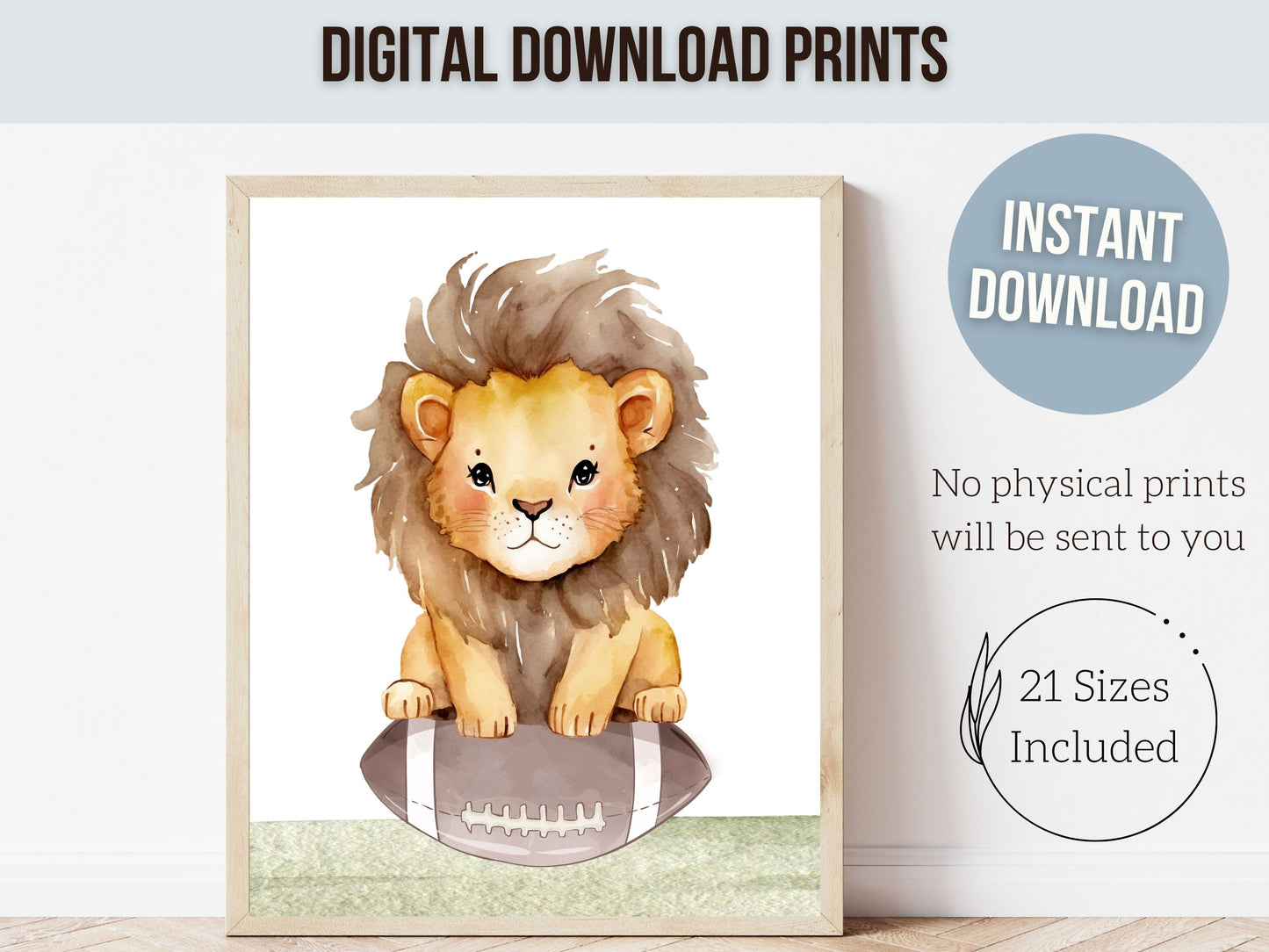 Safari Animals on Sports Balls Nursery Prints