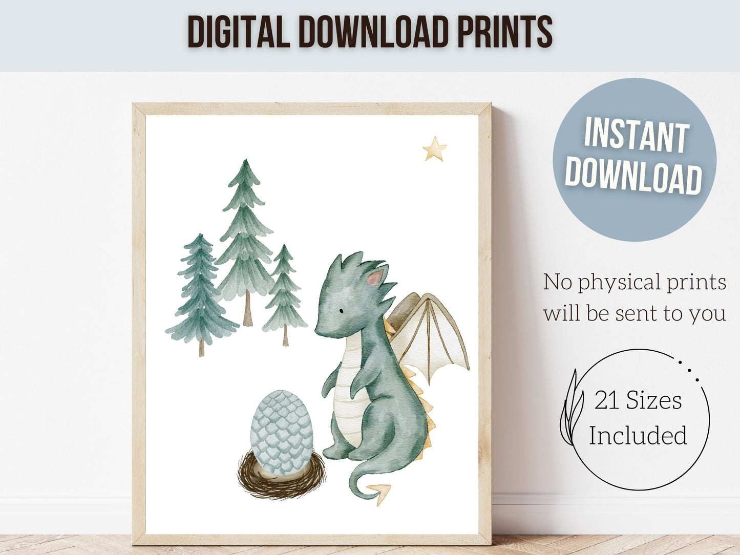 Baby Dragon Nursery Prints Set of 6