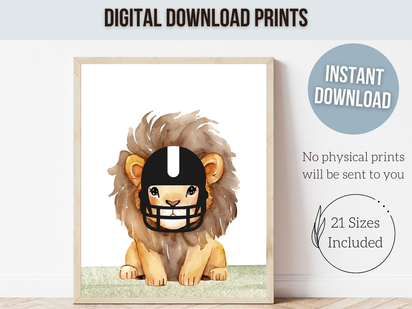 Football Animal Nursery Prints