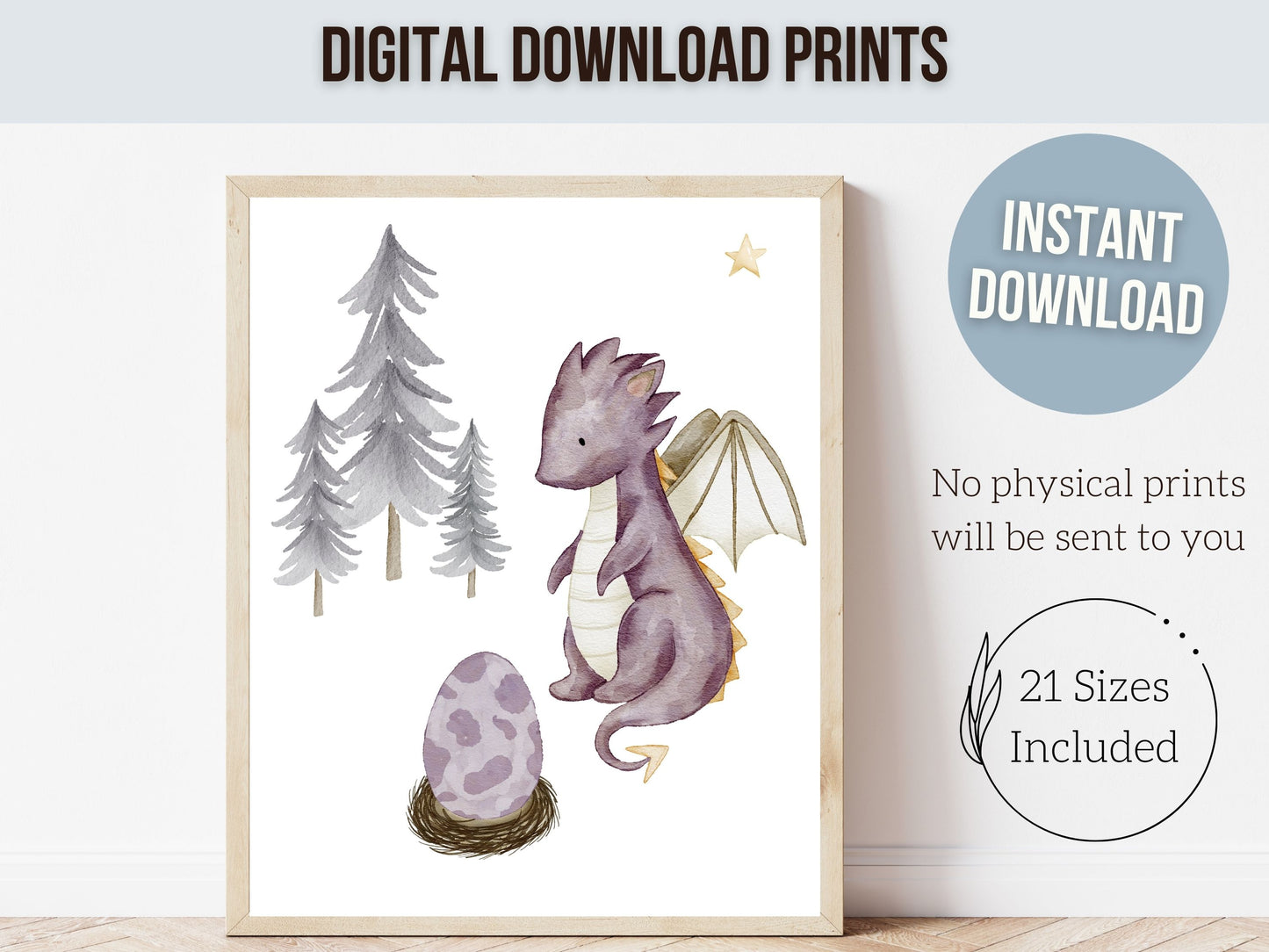 Girls Baby Dragon Nursery Prints