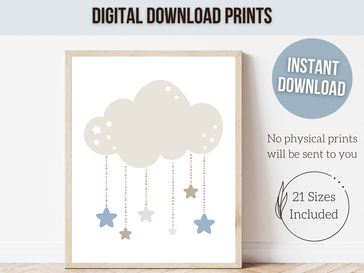 Cloud Moon Star Nursery Prints