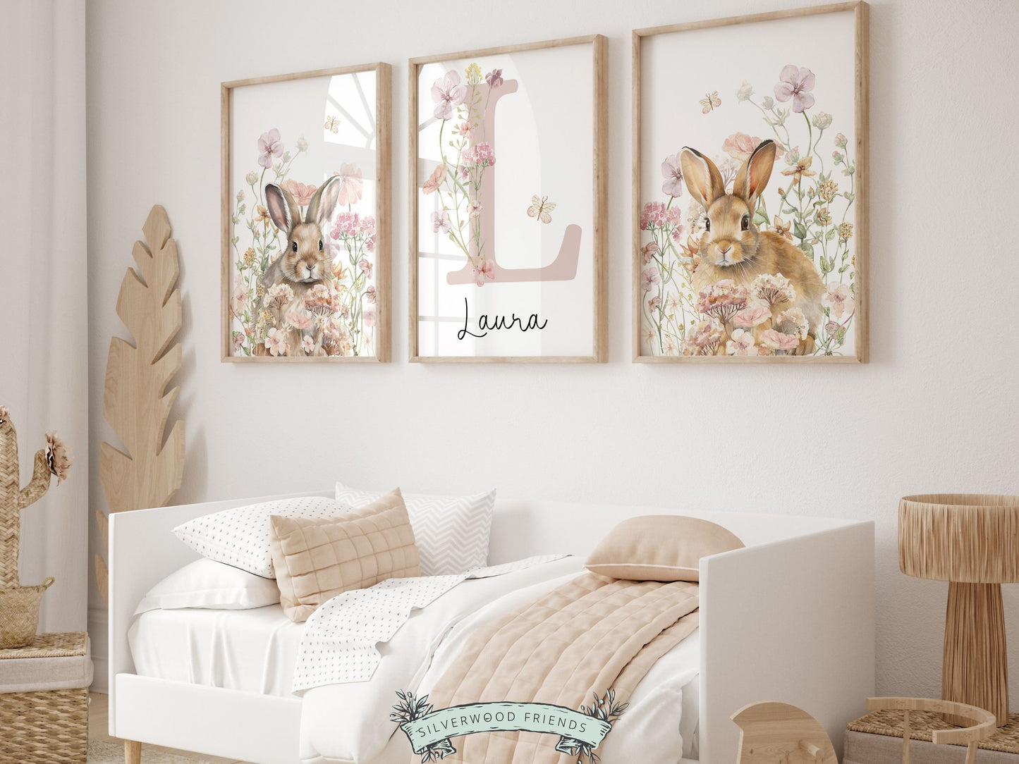 Bunny Wildflower Nursery Prints - Personalised