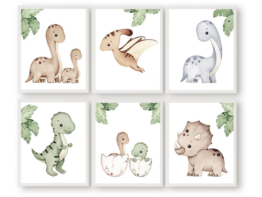 Transform your nursery into a prehistoric paradise with our charming watercolour Dinosaur Jungle Nursery Prints featuring adorable baby dinosaurs. Its perfect for your dinosaur nursery decor or as a delightful dinosaur baby shower gift.