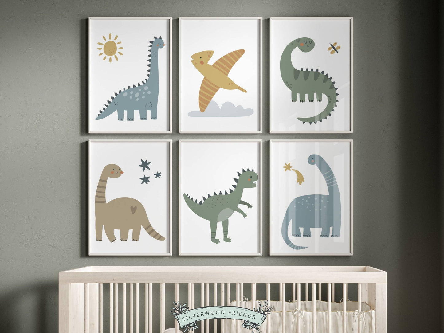 Set of 6 Dinosaur Nursery Prints