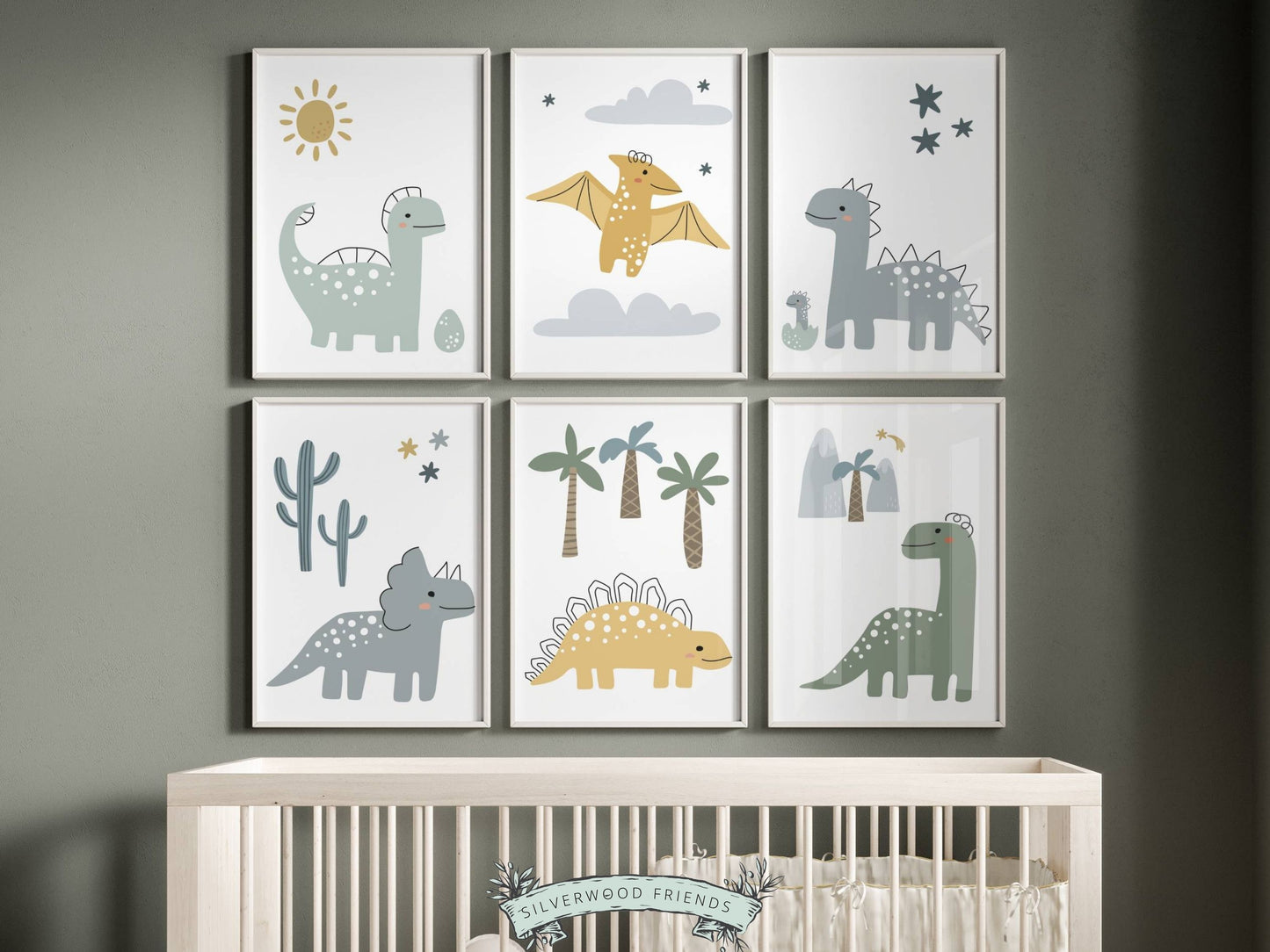 Dinosaur Nursery Set - Green, Blue and Yellow