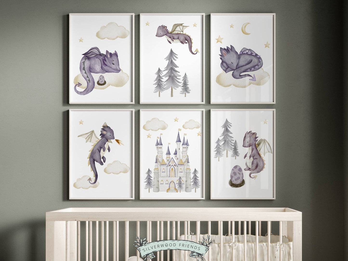 Girls Baby Dragon Nursery Prints