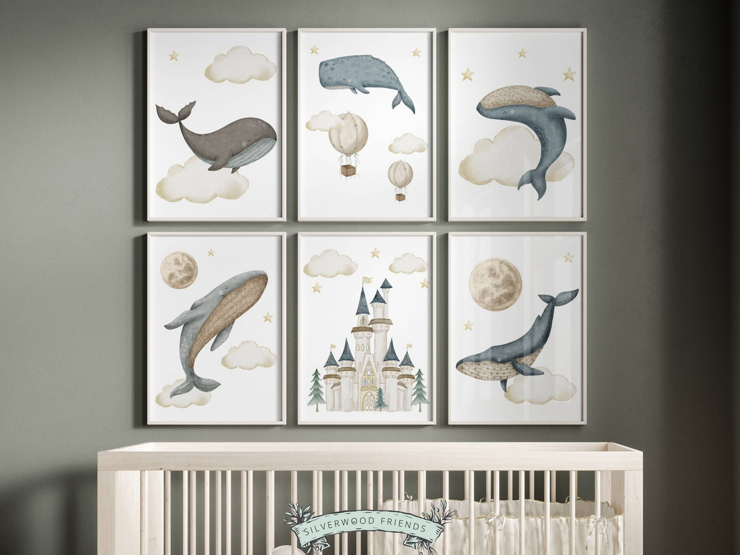 Fantasy Whale Nursery Print Set of 6