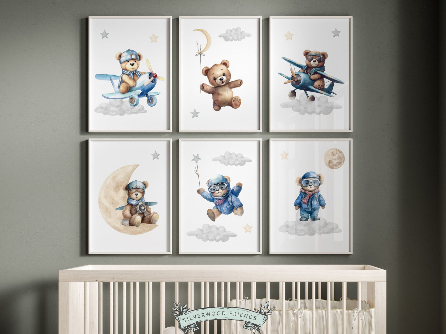 Set of 6 Teddy Bear Nursery Prints