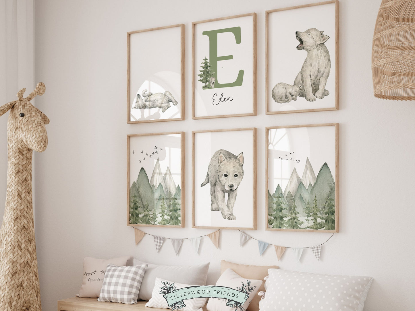 Baby Wolf Nursery Prints - Personalised