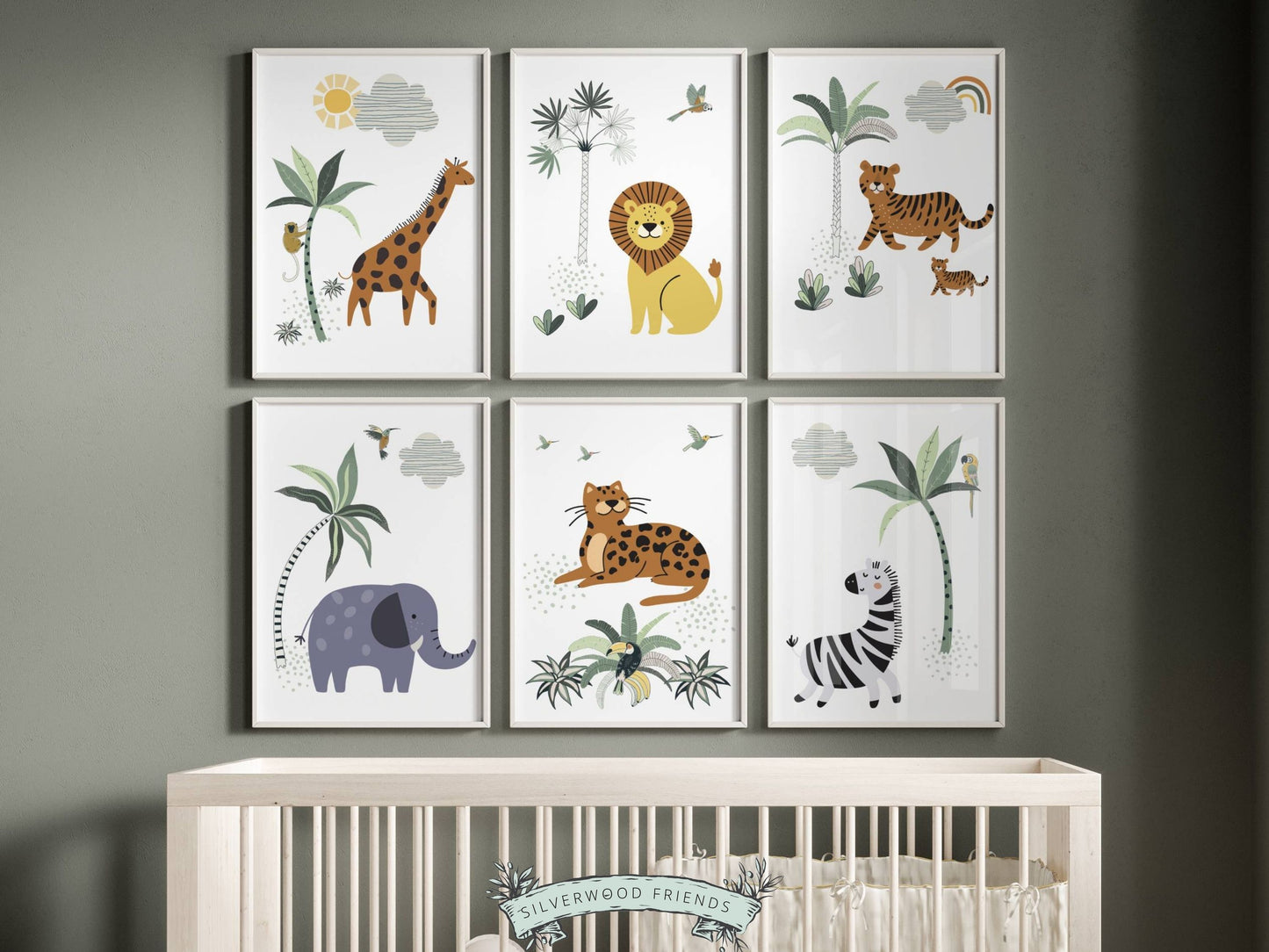 Safari Animal Nursery Print Set of 6