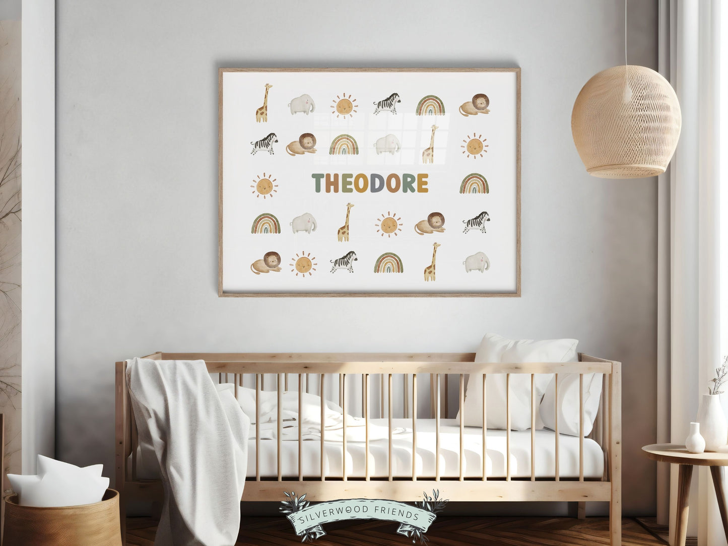 Safari Nursery Name Sign - Personalised Nursery Print