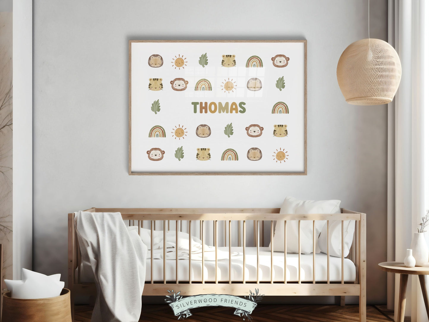 Boho Safari Nursery Name Sign - Personalised Nursery Print