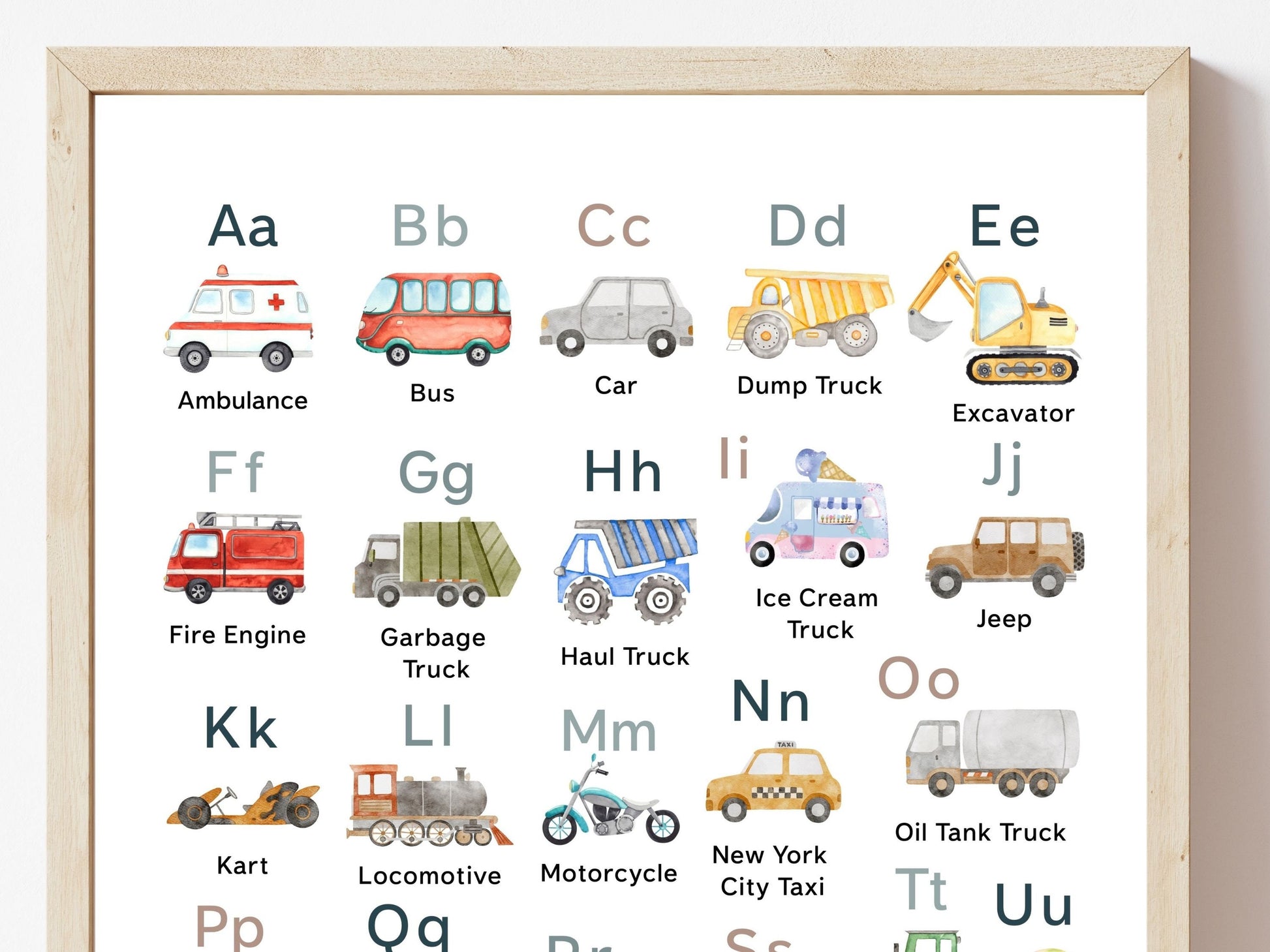 Transport Alphabet and Number Posters