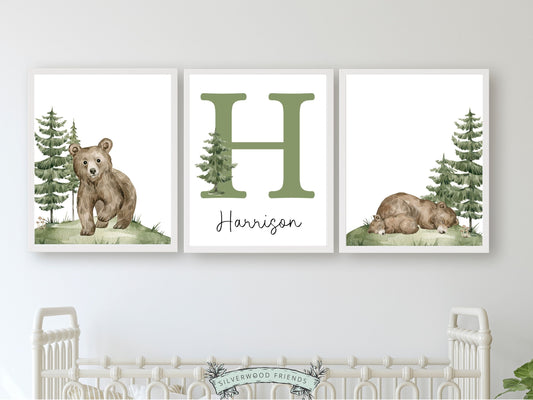 Create a personalised touch in your babys nursery or gift a cherished keepsake with these gorgeous baby bear custom name nursery prints. Perfect for your bear nursery decor or baby woodland theme nursery and makes a unique woodland baby shower gift.