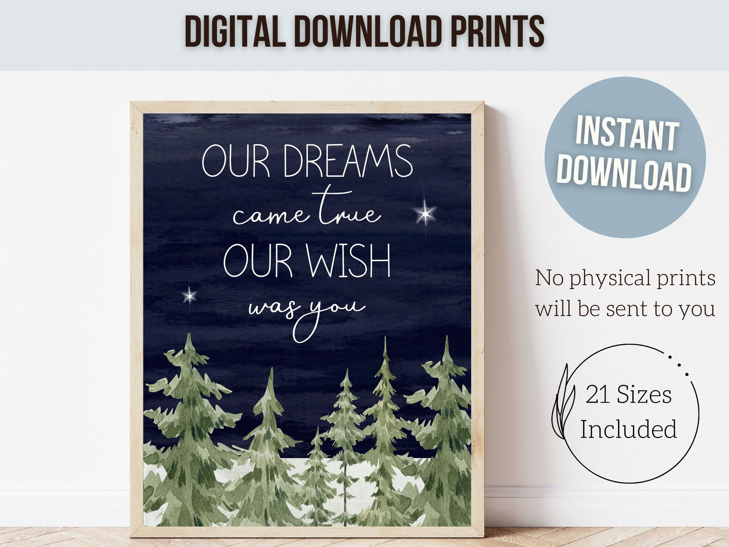 ORIGINAL Bear Nursery Print Gift For Newborn Woodland Forest Nursery Decor, Kids Room Night Sky Moon Nursery Decor Digital Download Print