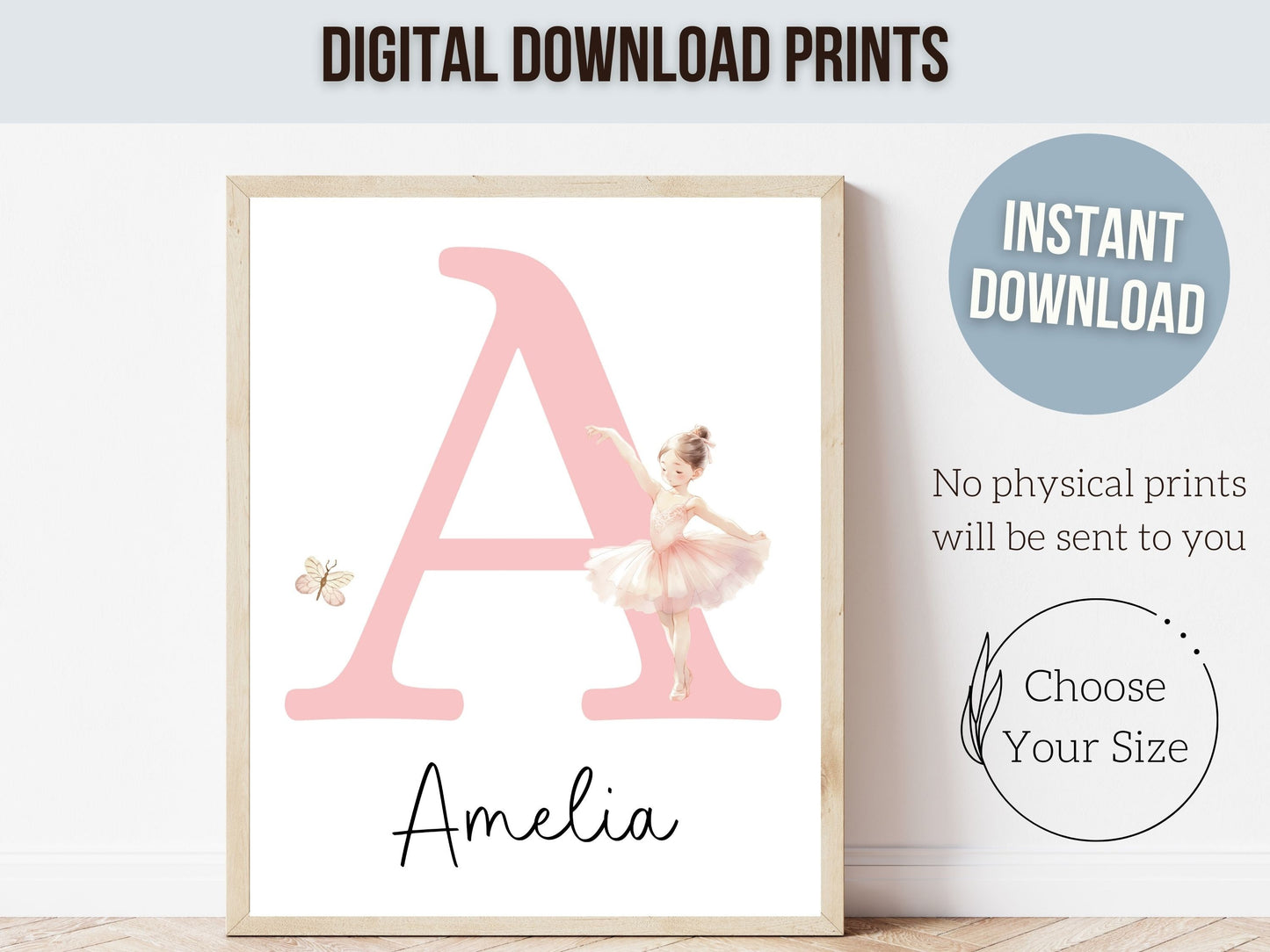 Baby Girls Ballet Nursery Prints, Girls Ballerina Nursery Bedroom Decor, Pink Ballet Nursery Wall Art, Ballet Printable Poster Digital Print