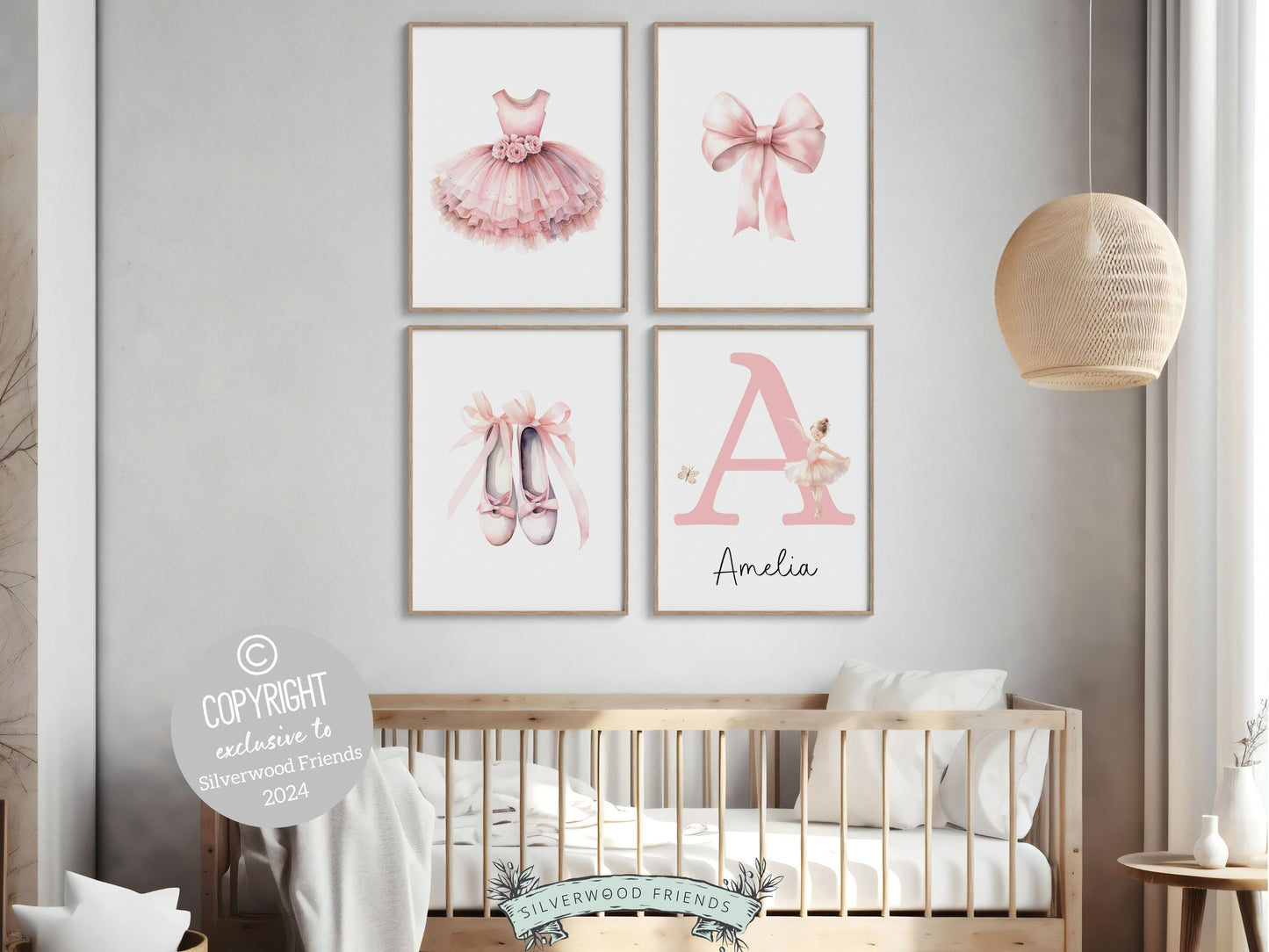 Baby Girls Ballet Nursery Prints, Girls Ballerina Nursery Bedroom Decor, Pink Ballet Nursery Wall Art, Ballet Printable Poster Digital Print