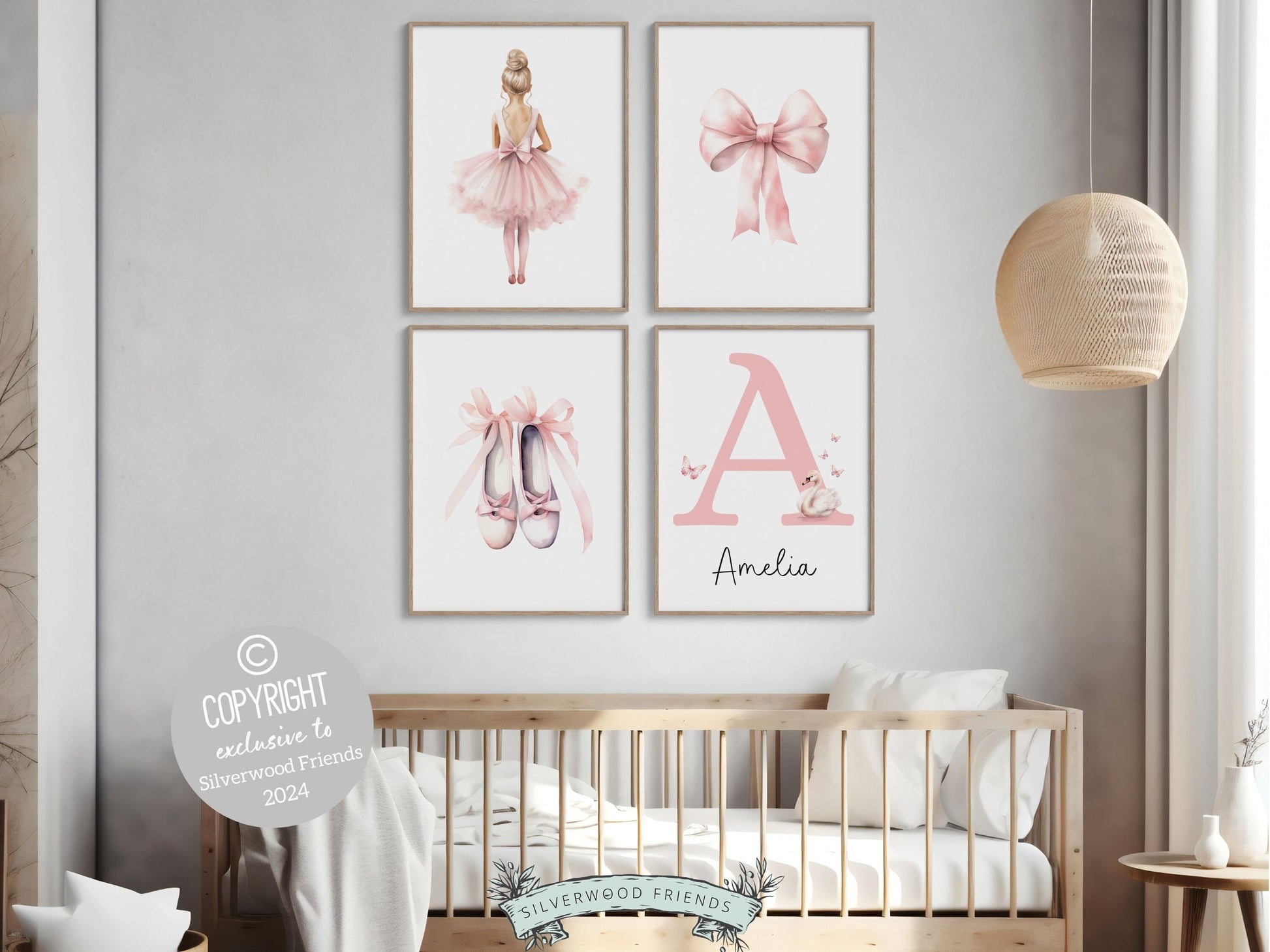 Baby Girls Ballet Nursery Prints, Girls Ballerina Nursery Bedroom Decor, Pink Ballet Nursery Wall Art, Ballet Printable Poster Digital Print