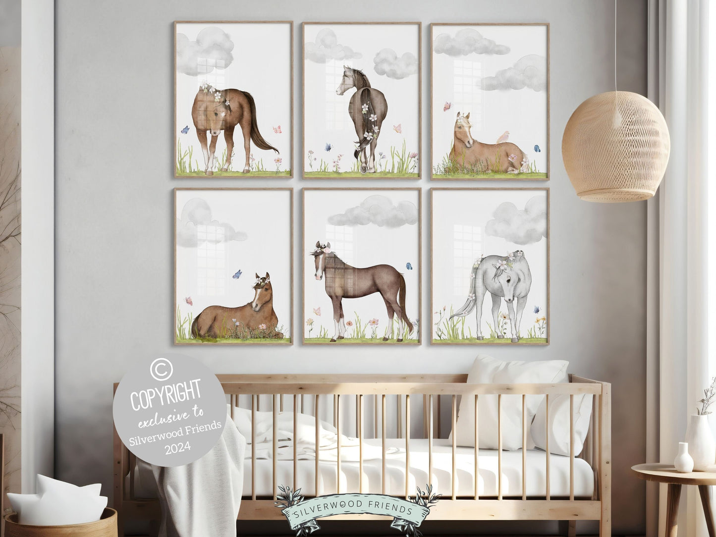 Horse Nursery Prints, Horse Nursery Decor, Girls Pony Nursery Print, Boys Cowboy Nursery Decor Kids Room Wall Decor Equestrian Digital Print