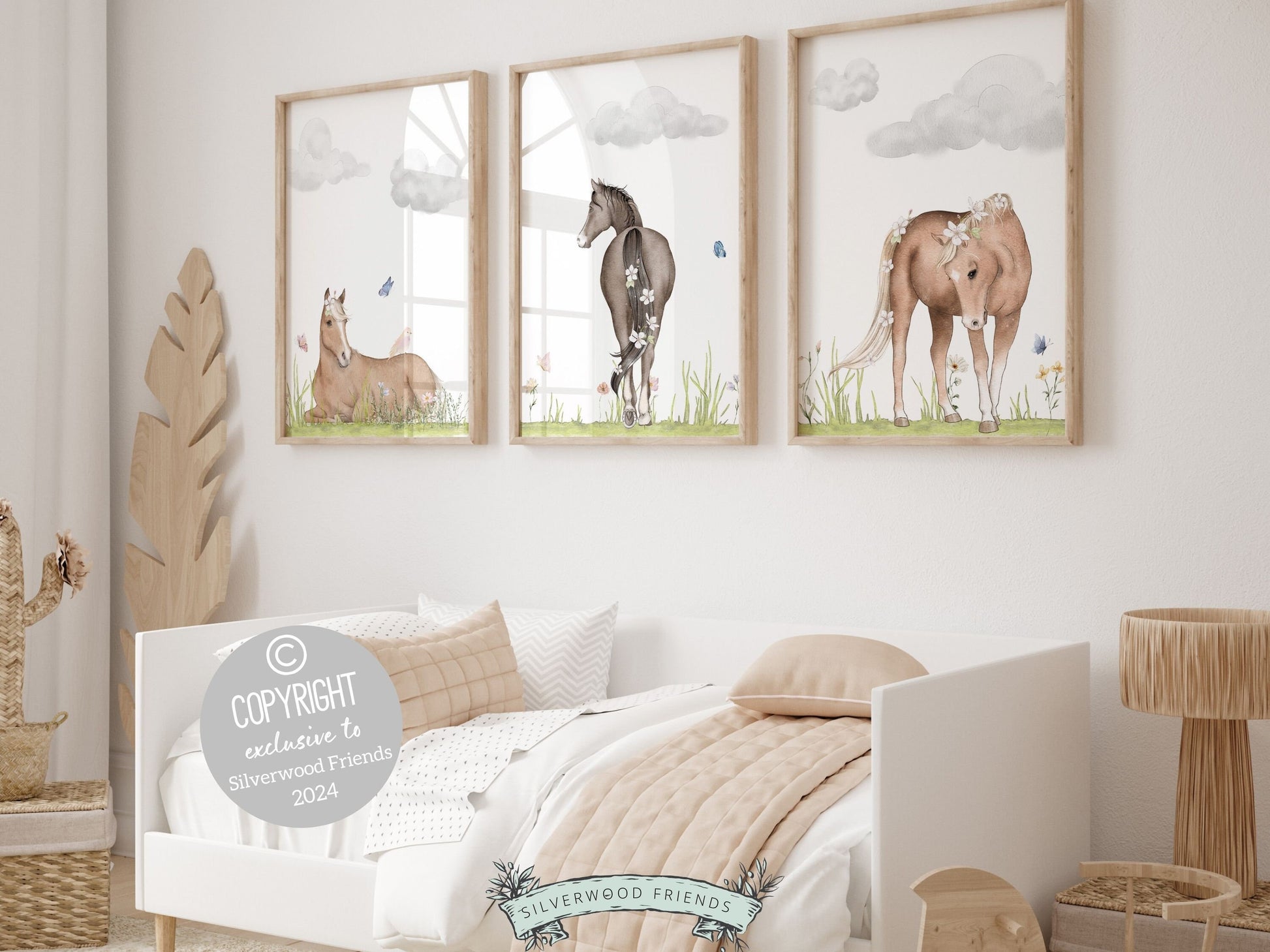 Horse Nursery Prints, Horse Nursery Decor, Girls Pony Nursery Print, Kids Room Wall Decor Wildflower Nursery Decor, Equestrian Digital Print